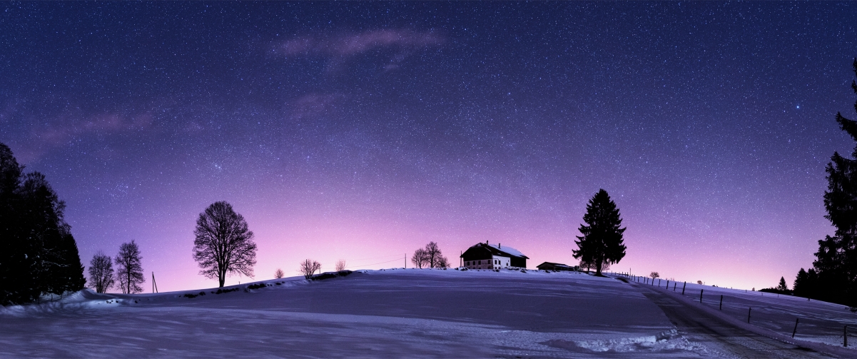 瑞士汝拉山 夜景 星空3440x1440风景桌面壁纸图片