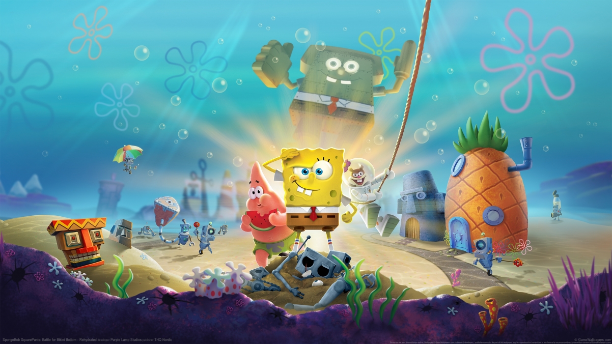 SpongeBob SquarePants: Battle for Bikini Bottom - Rehydrated 海绵宝宝：比奇堡的冒险游戏桌面壁纸图片