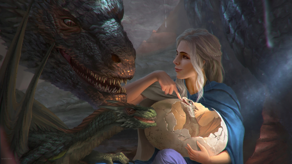 Khalessi With His Dragons 桌面壁纸图片